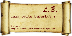 Lazarovits Balambér névjegykártya